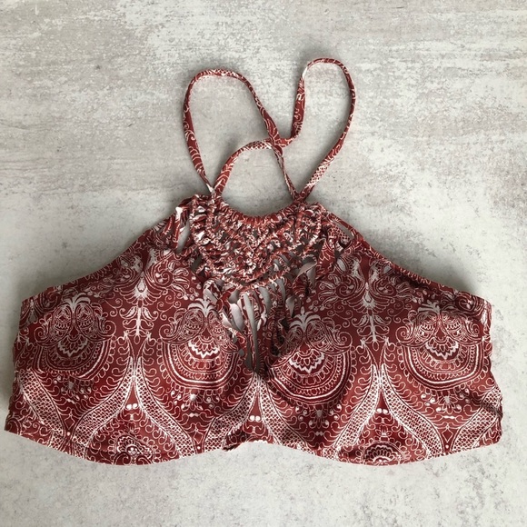 Swimsuits For All Bikini Women's Brick Red Patterned Crochet Size 18 - Picture 2 of 12